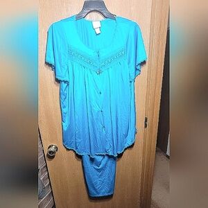 Adonna Womens Pajama Set Size Large Blue